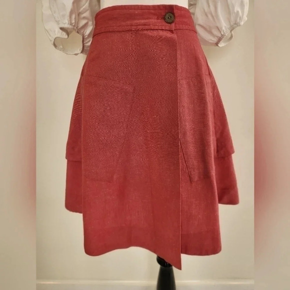 || ANTHROPOLOGIE || red wrap skirt - Picture 2 of 6